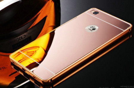Твърди гърбове Твърди гърбове за Huawei Луксозен алуминиев бъмпър с твърд огледален златисто розов гръб за Huawei P8 Lite ALE-21 